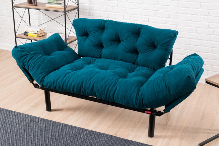 Atelier Del Sofa Sofá-Cama de 2 Plazas Nitta - Azul Petróleo Atelier Del Sofa Sofá-Cama de 2 Plazas Nitta - Azul Petróleo